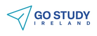Go Study Ireland logo featuring a blue paper plane icon with text